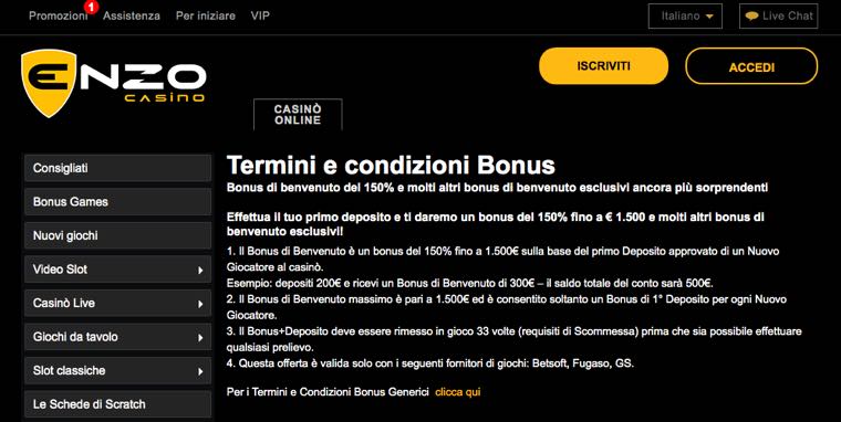 Termini e condizioni Bonus